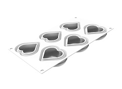 Форма для выпечки 85 мл 6 ячеек 78х70х30 мм Сердце силикон, пластиковая вырубка SILIKOMART