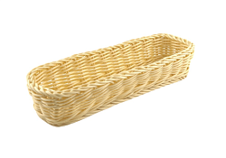 Лоток для столовых приборов (органайзер) 27х9х5,5 см, прямоугольный, бежевый, полиротанг MGprof