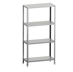 Стеллаж кухонный 1000х600х1800 мм, 4 перфорированные полки нержавеющие, стойки нержавеющие, разборный MGSTEEL