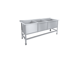 Ванна моечная 3 секции ЭКОНОМ с бортом ЦК ВМО3-530ЭЦК-Мб ПИЩЕВЫЕ ТЕХНОЛОГИИ