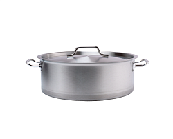 Кастрюля низкая 18 л 40х15 см тройное дно с крышкой (индукция) нержавеющая сталь MGSTEEL