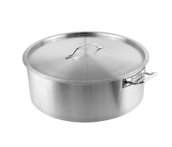 Котел низкий 35 л с крышкой нержавеющая сталь, тройное дно, индукция MGSTEEL