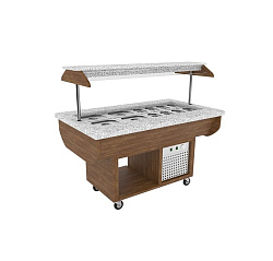 Стол охлаждаемый для Шведского стола гранит+шпон СОЭП-ШС-ШГ орех ПИЩЕВЫЕ ТЕХНОЛОГИИ