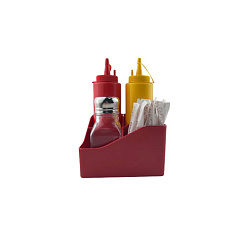 Подставка барная для специй 118х118х70 мм на 4 предмета, красная MGprof (1749)