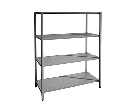 Стеллаж кухонный 1000х500х1800 мм, 4 сплошные полки нержавеющие, стойки нержавеющие, сварной MGSTEEL