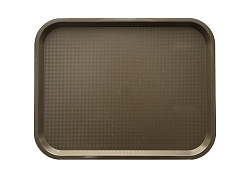 Поднос пластиковый прямоугольный 455х355х20 мм коричневый с антискользящей поверхностью ROAL