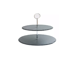 Этажерка 2-х ярусная 23 см, черная, сланец MGprof