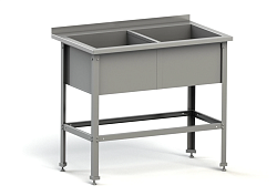 Ванна моечная двухсекционная 1200х700х870 мм с бортом, разборная, нержавеющая сталь MGSTEEL