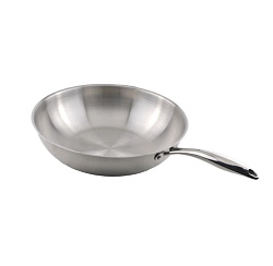 Сковорода Wok 30 см, 5,1 л нержавейка, индукция MGSTEEL