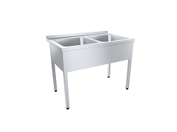Ванна моечная 2 секции цельнотянутая ПРОФИ ВМОцб2-500ПНТ с бортом ПИЩЕВЫЕ ТЕХНОЛОГИИ